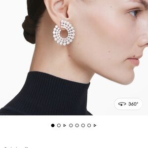 Atelier Swarovski White Crystal Spiral Cluster Hoop Earrings